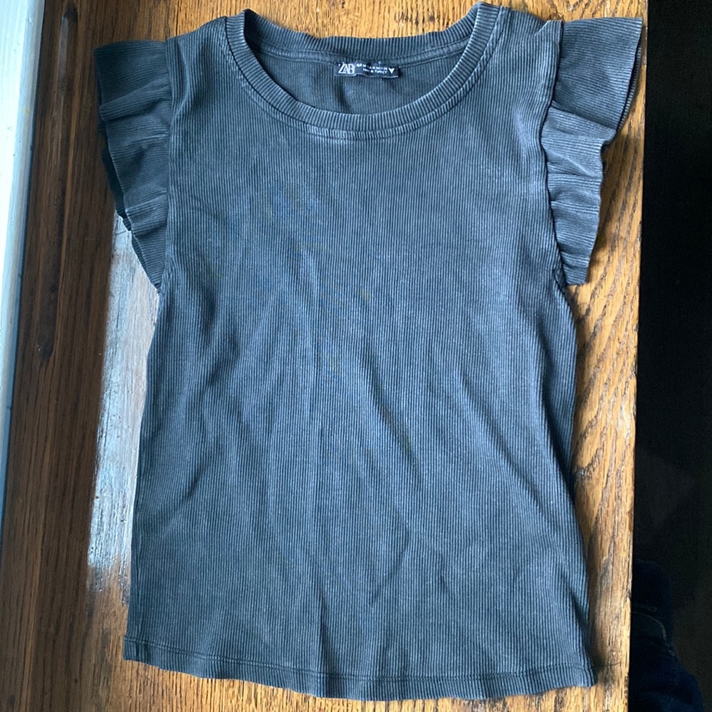 Zara Black Ribbed Top